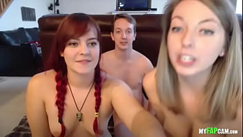 Horny teens FFM threesome on webcam - FULL SHOW